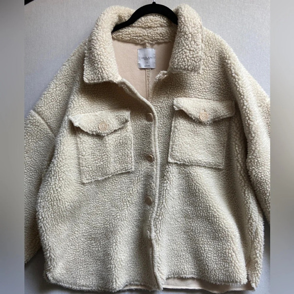 Angel Kiss Faux Sherpa Shacket Ivory Faux Suede Lined Buttons Jacket Sz 2X - Picture 10 of 13